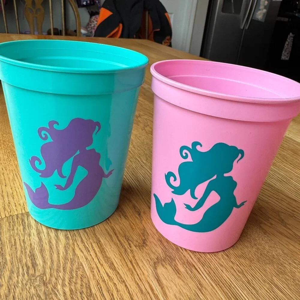 Mermaid Party Cups Set of 4 Pink Green Purple Party Favor Cups